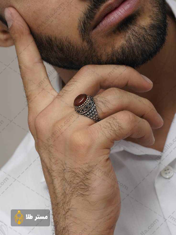 انگشتر نقره مردانه عقیق اسپرت کد m3