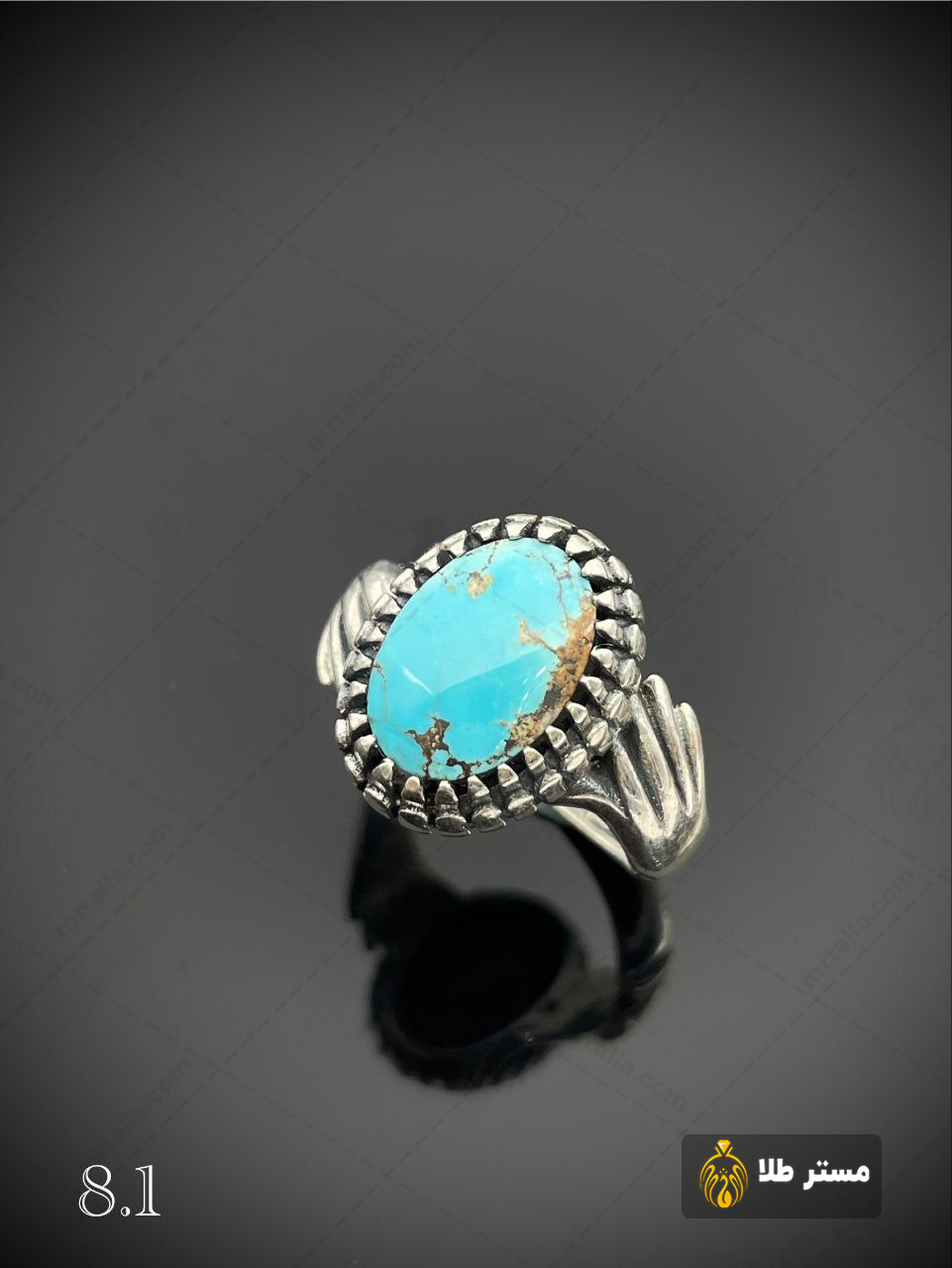 خرید و قیمت انگشتر نقره با نگین فیروزه مردانه کد Avv71