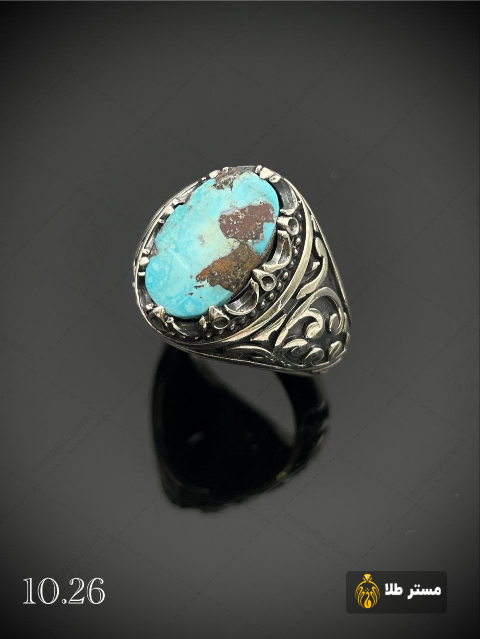 خرید و قیمت انگشتر نقره با نگین فیروزه مردانه کد Anf 770