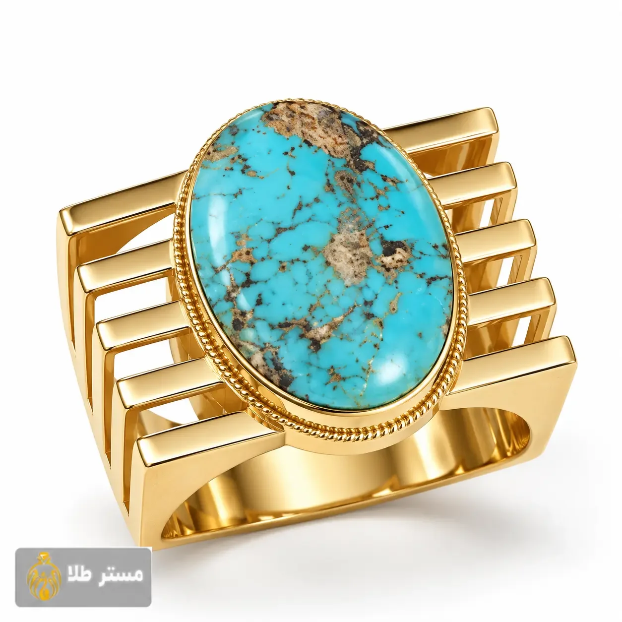 خرید و قیمت انگشتر طلا زنانه ۱۸ عیار فیروزه نیشابور کد 787