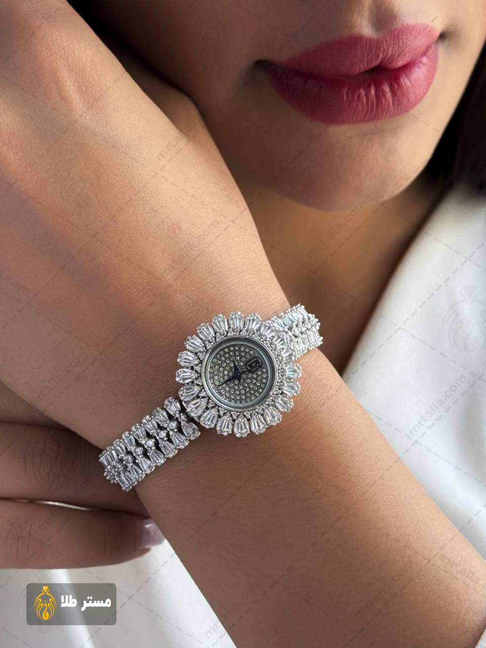 خرید و قیمت ساعت نقره زنانه جواهری  کد ISS10