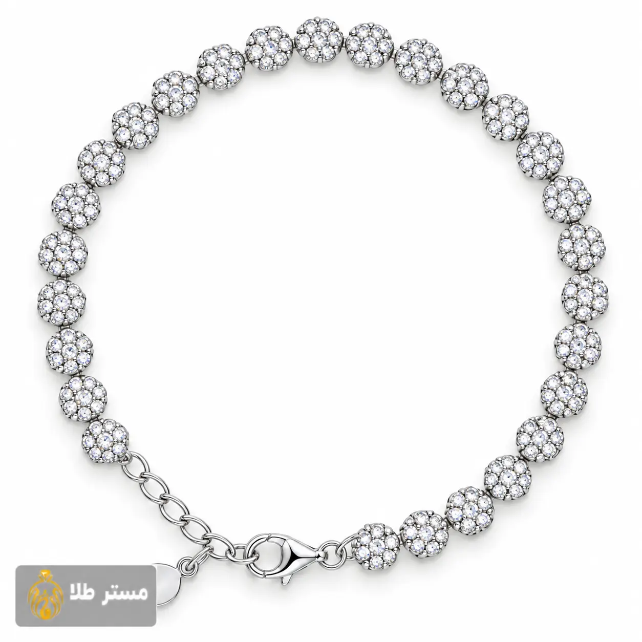 خرید و قیمت دستبند نقره زنانه ۹۲۵ عیار مدل فلاور نگین‌دار