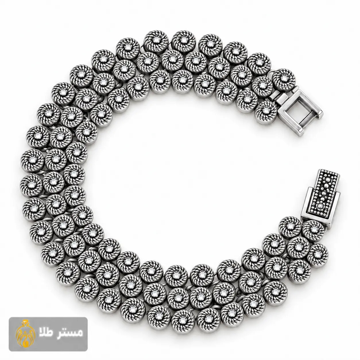 خرید و قیمت دستبند نقره زنانه ۹۲۵ عیار مدل سیاه‌قلم مارکازیت